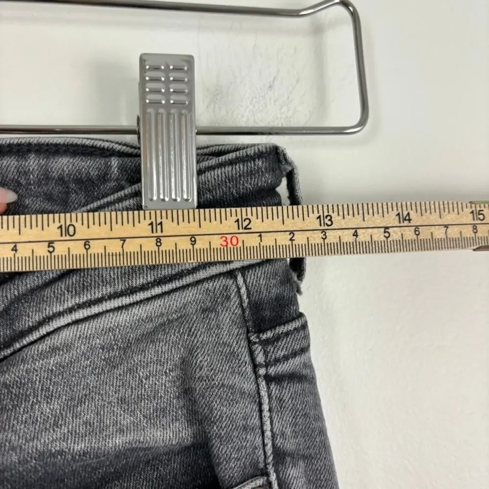 ZARA Split-Hem Skinny Jeans Gray Busted Knees Distressed Y2K Streetwear Sz 4